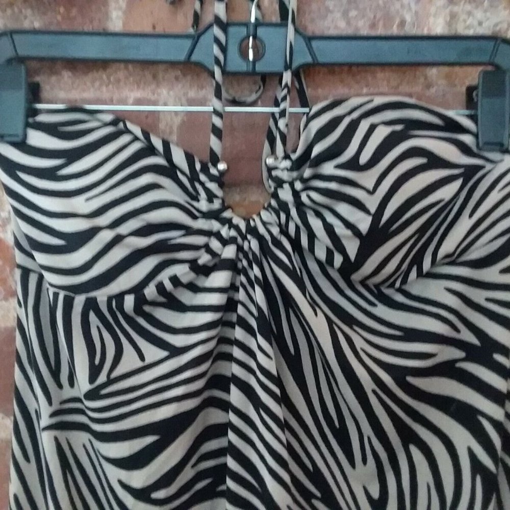 HEART & SOUL Black & White Zebra Print Boho Maxi Dress Women Juniors Size S